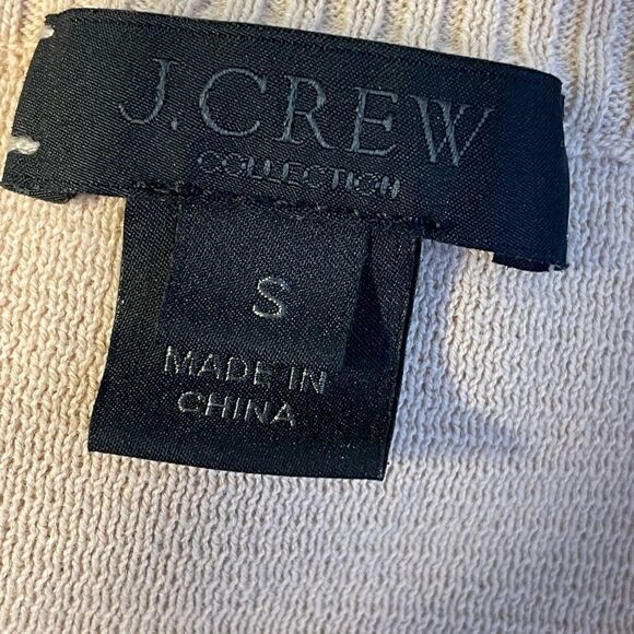 J Crew Tan Cotton Sweater White Lace Appliqués on Sleeve Size S - Picture 5 of 7